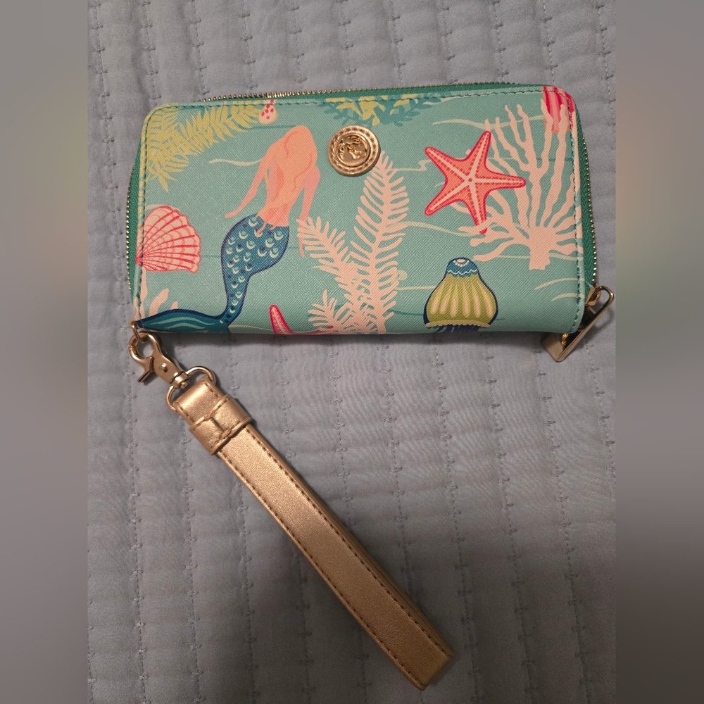 Spartina Mermaid Print Wristlet with Gold Strap